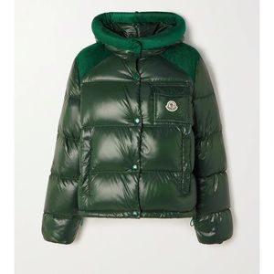 Moncler fache hooded corduroy-trimmed quilted glossed-shell down jacket